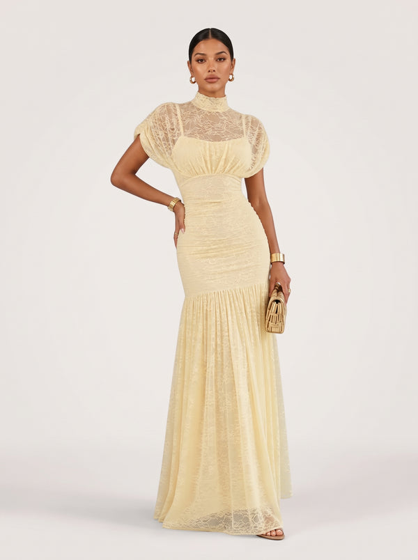 High Neck Lace Fishtail Dress