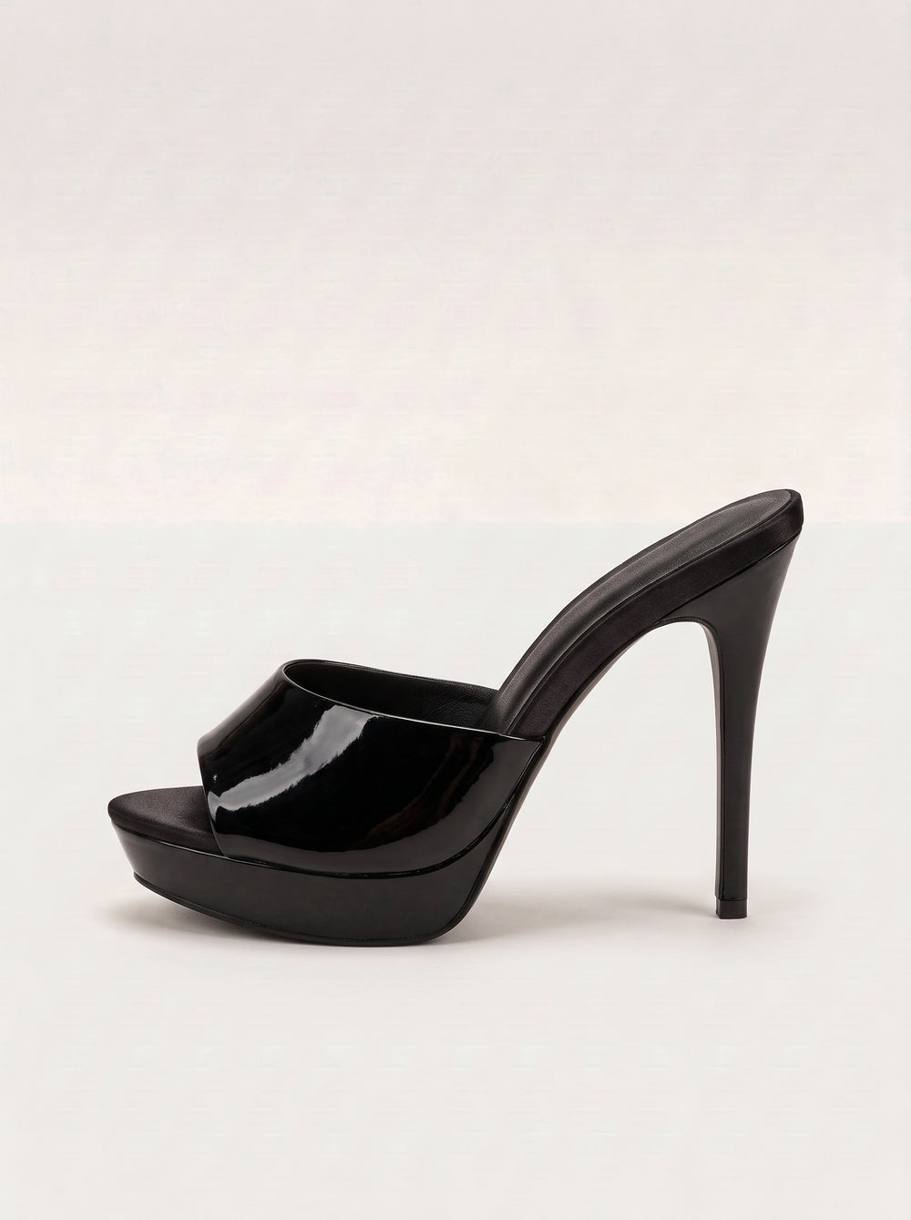Black Patent Platform Stiletto Mules