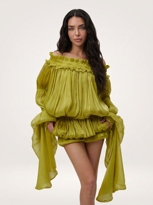 LimeLuxe Ruffle Mini Dress