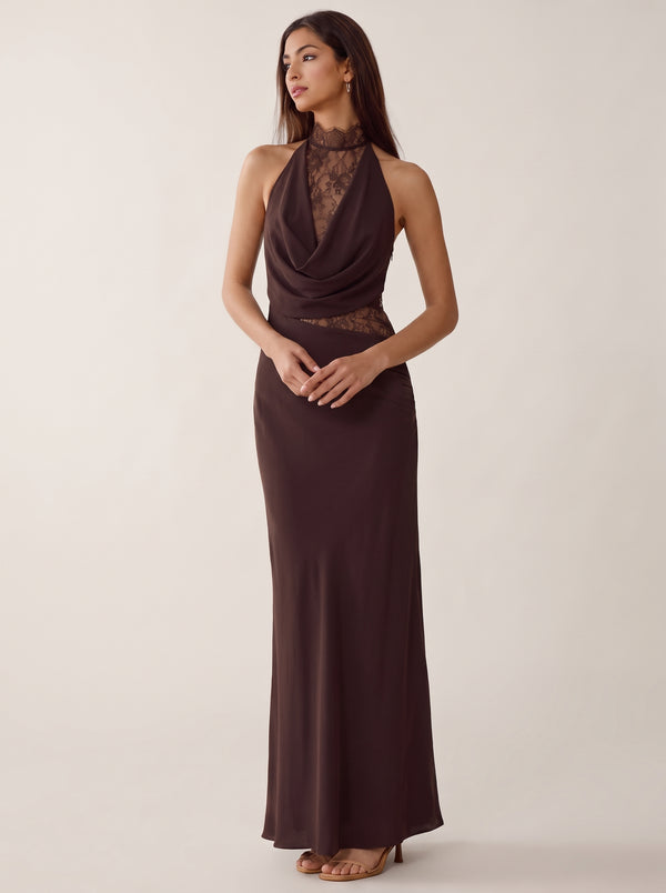 Lace Halter Slim Fit Maxi Dress