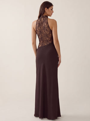 Lace Halter Slim Fit Maxi Dress
