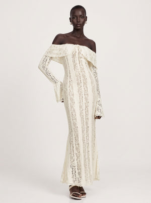Off Shoulder Lace Maxi Dress