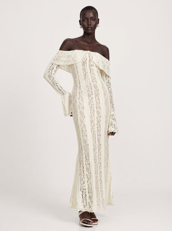 Off Shoulder Lace Maxi Dress