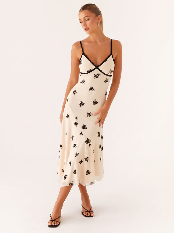 Lace Trim Floral Slip Dress