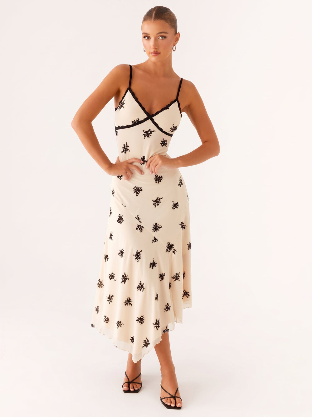 Lace Trim Floral Slip Dress