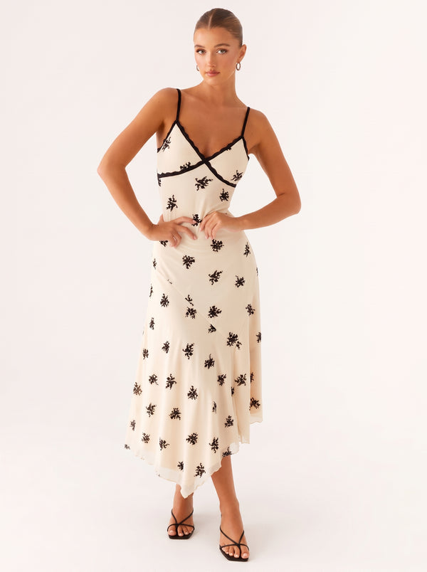 Lace Trim Floral Slip Dress