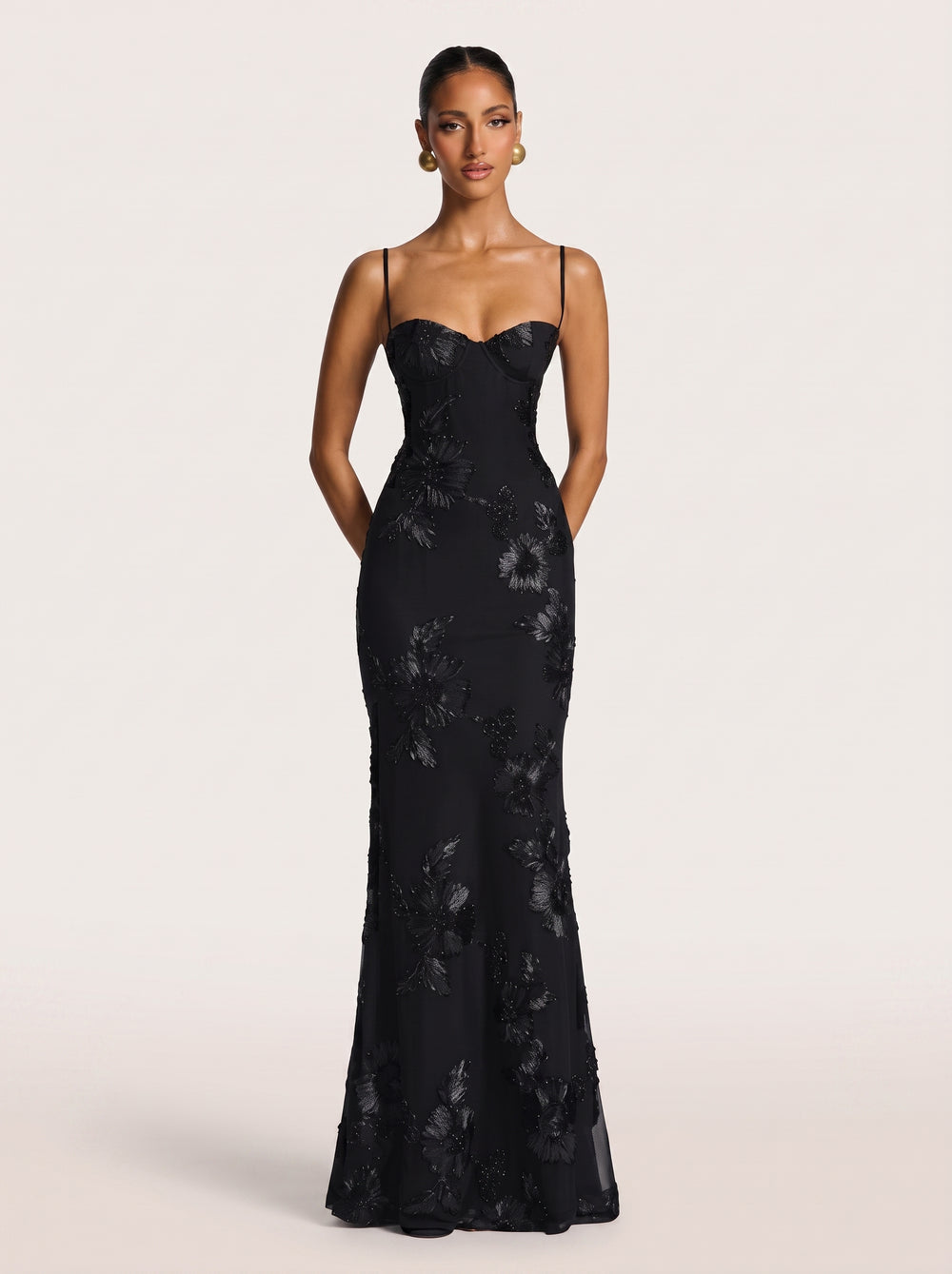 NoirFlora Corset Maxi Dress