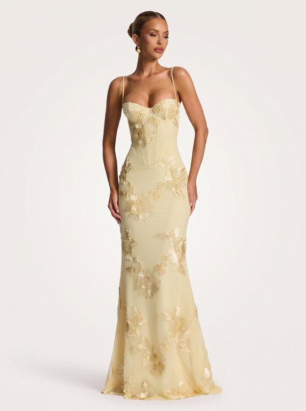 Gold Floral Corset Gown