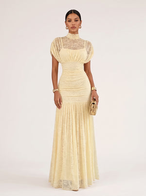 High Neck Lace Fishtail Dress
