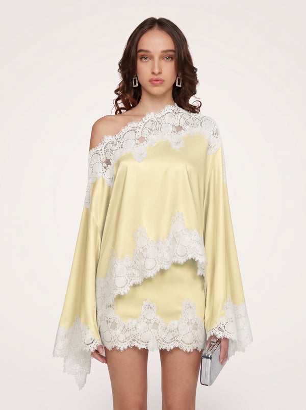 Lace Trim Off-Shoulder Mini Dress