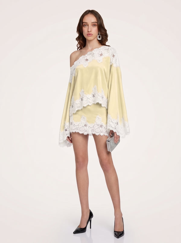 Lace Trim Off-Shoulder Mini Dress