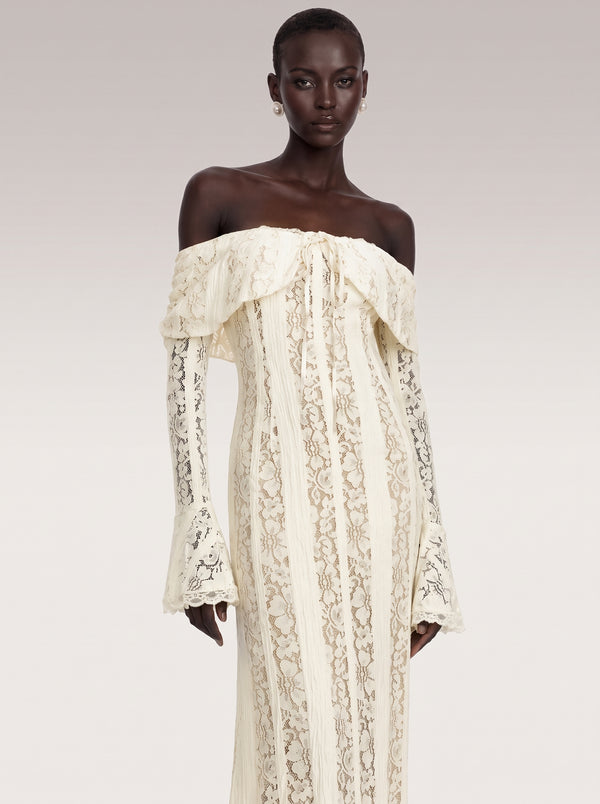 Off Shoulder Lace Maxi Dress