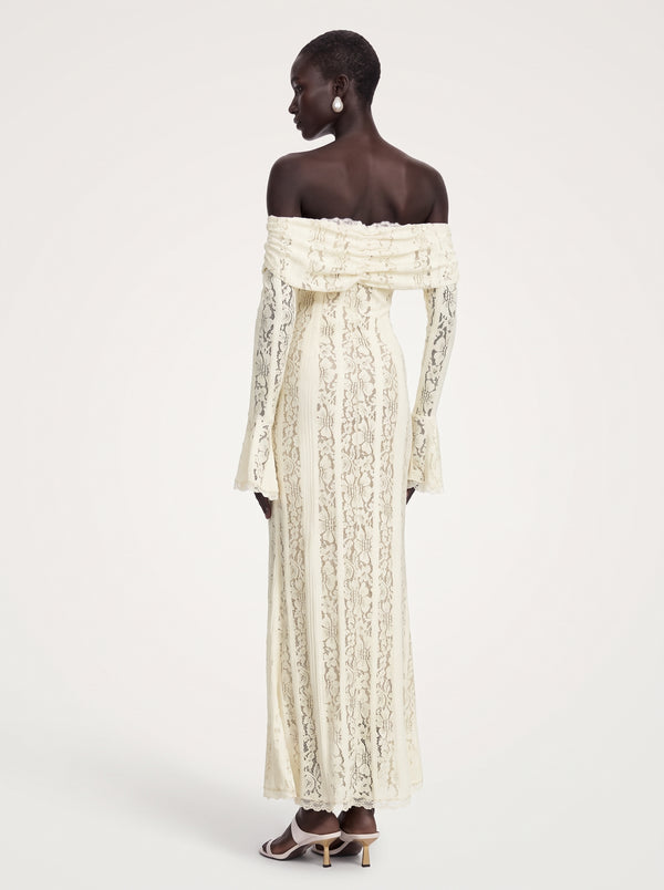 Off Shoulder Lace Maxi Dress