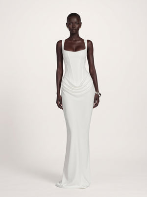 Square Neck Corset Waist Maxi Dress