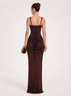 Square Neck Corset Waist Maxi Dress