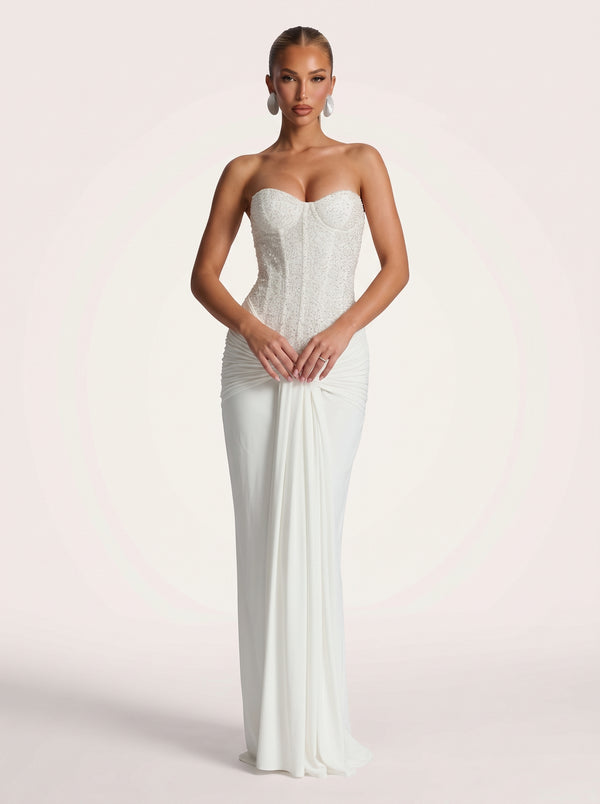Ribbon Strapless Maxi Dress