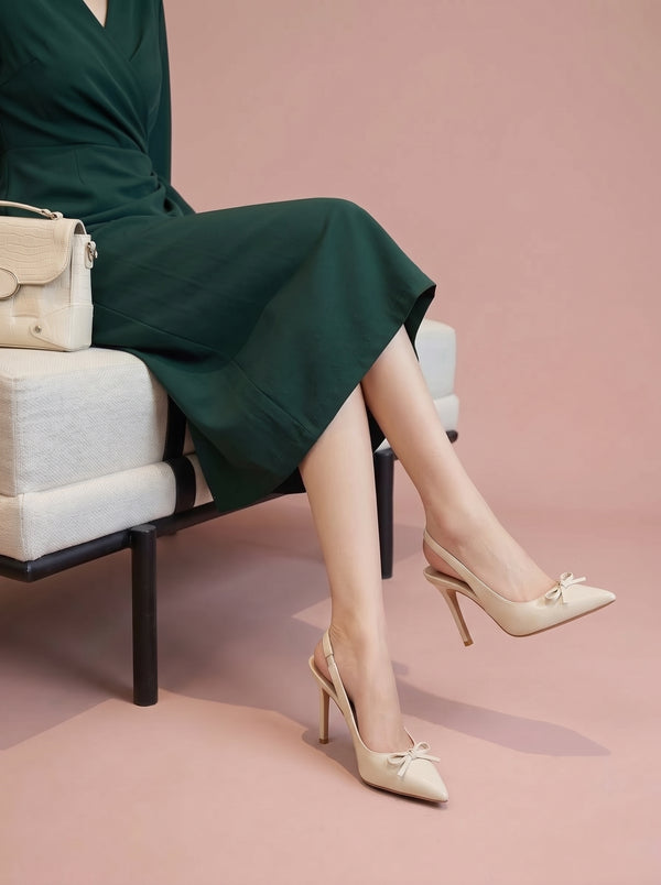 Bow Detail Slingback Heels