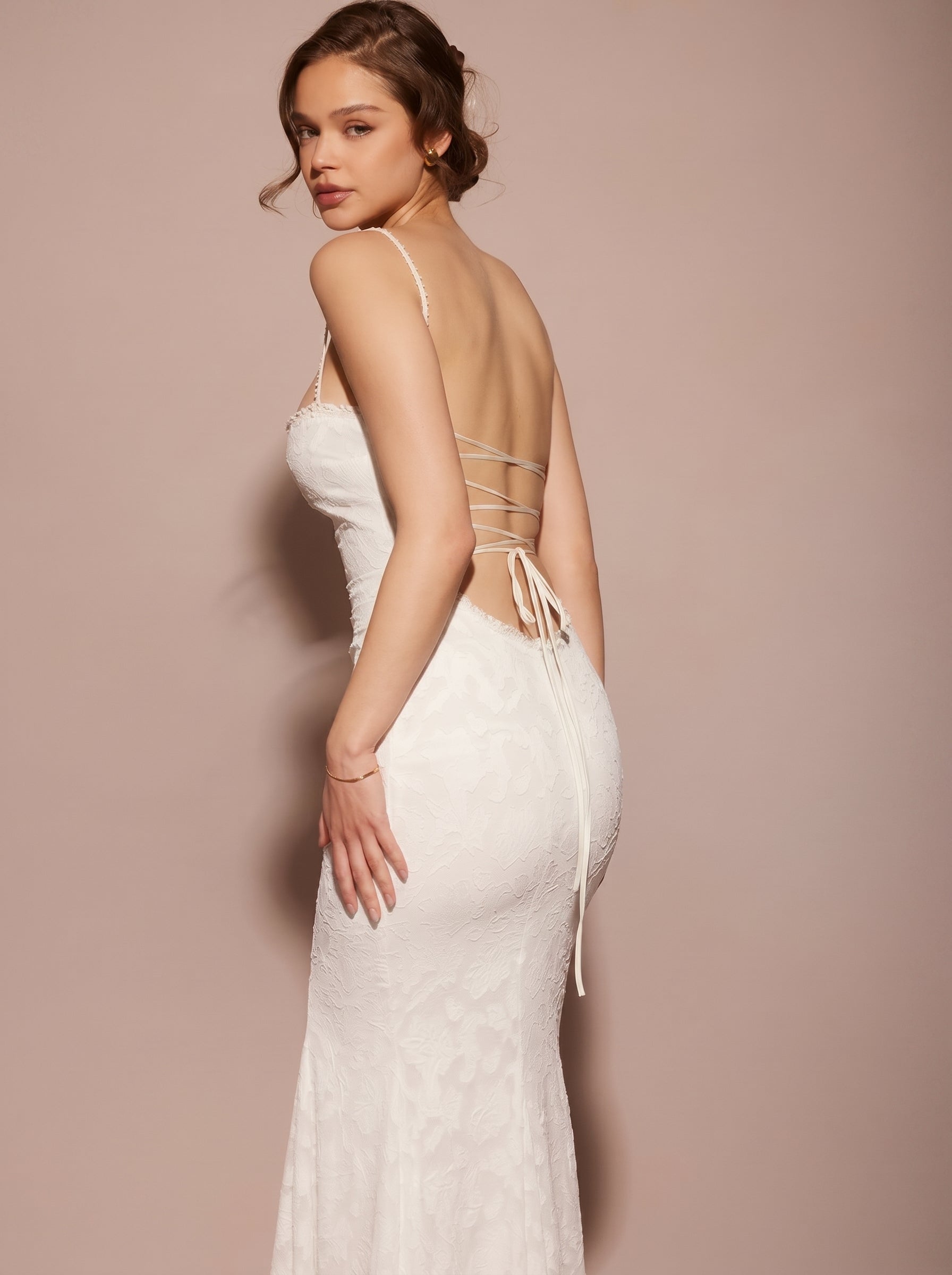 Lace Backless Fishtail Maxi