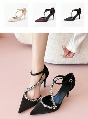 Embellished Ankle Strap Heel