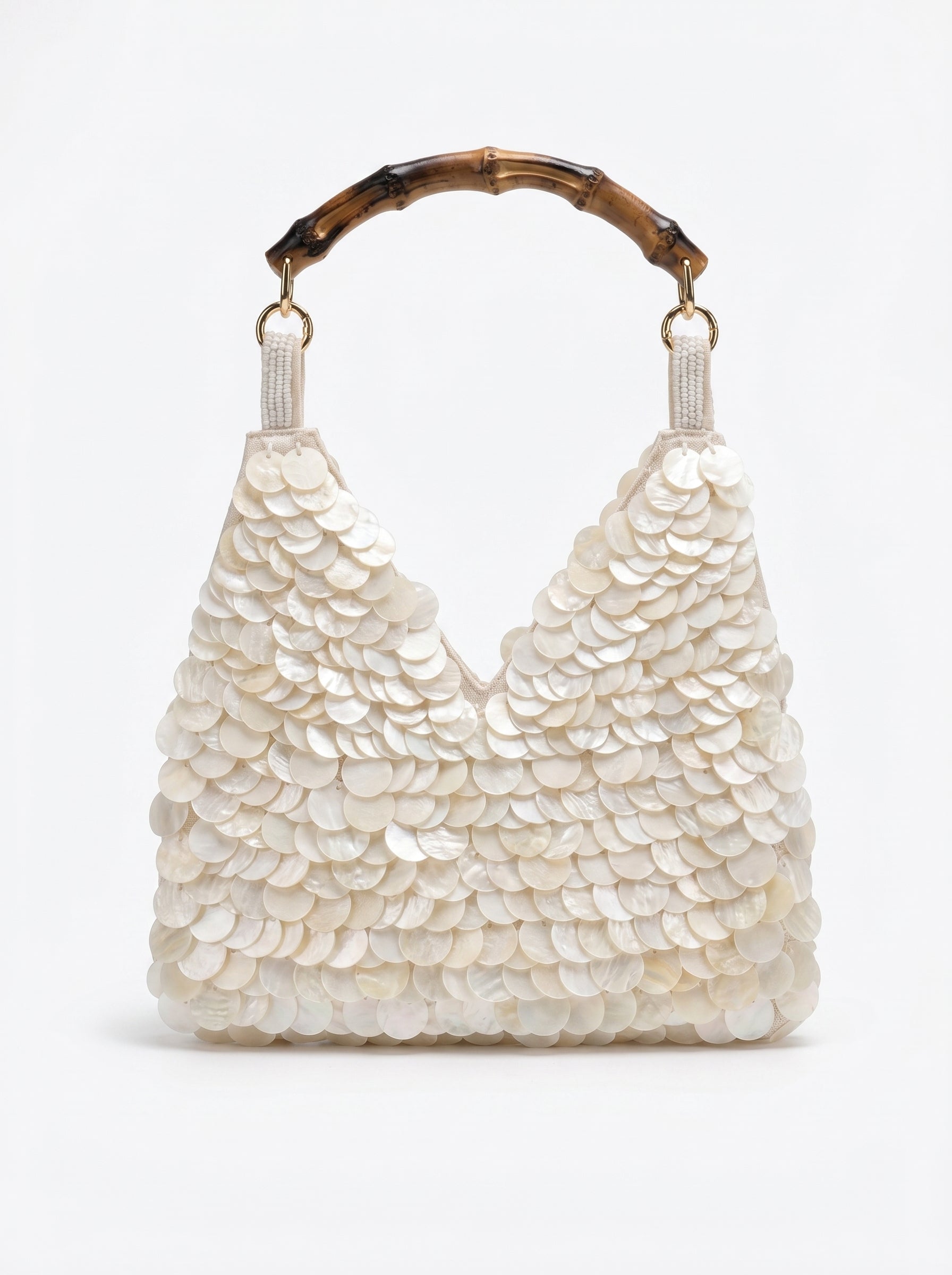 Sequin Bamboo Handle Hobo