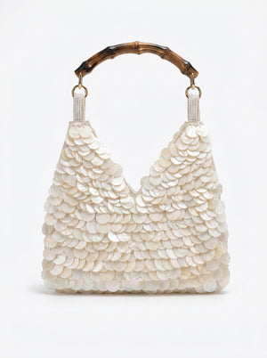 Sequin Bamboo Handle Hobo