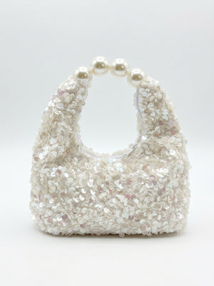 Pearl Handle Sequin Bag