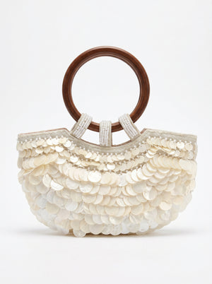 Sequin Shell Ring-Handle Bag