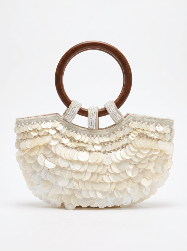 Sequin Shell Ring-Handle Bag