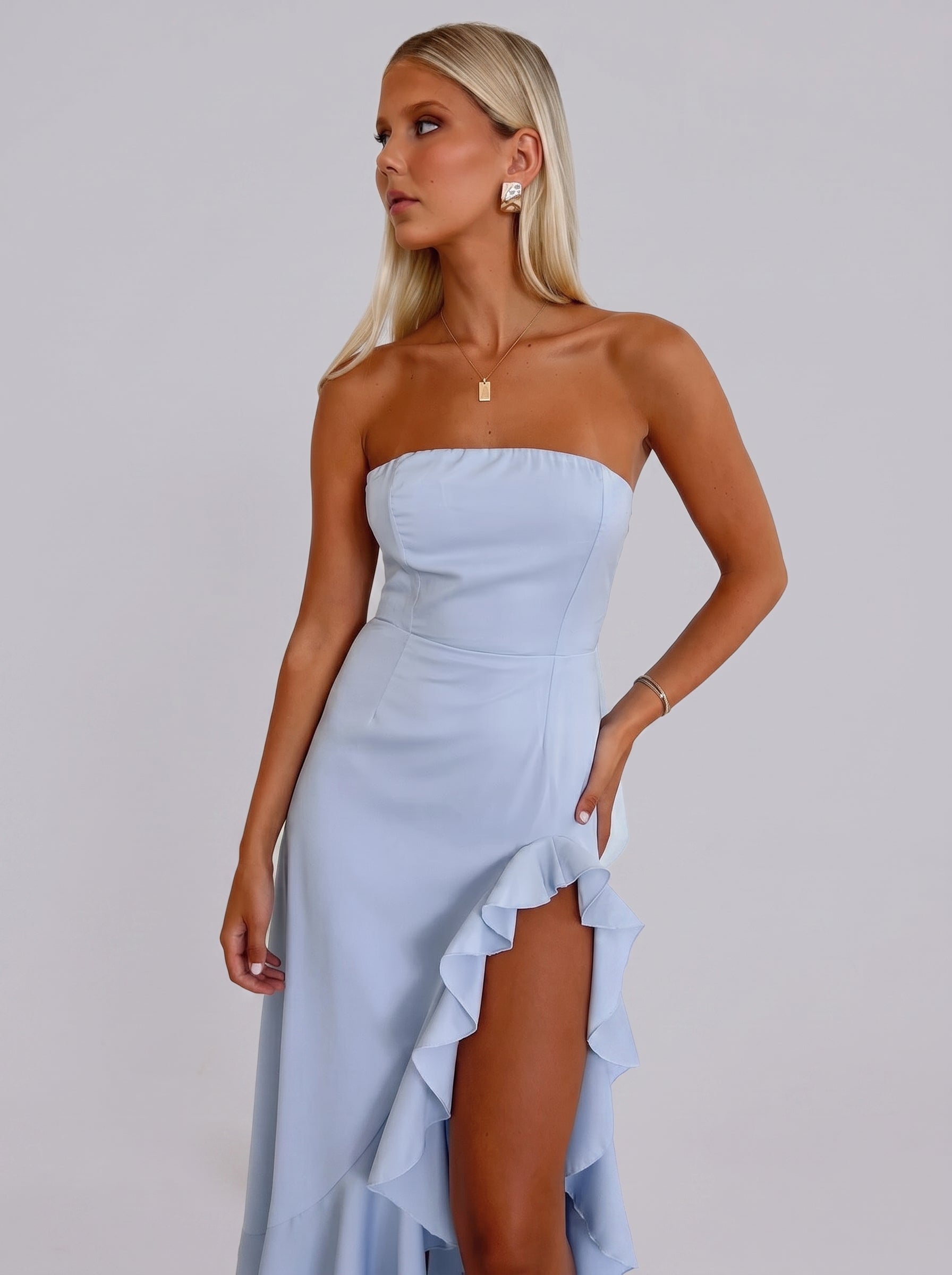 Bow Back Ruffle Maxi Dress
