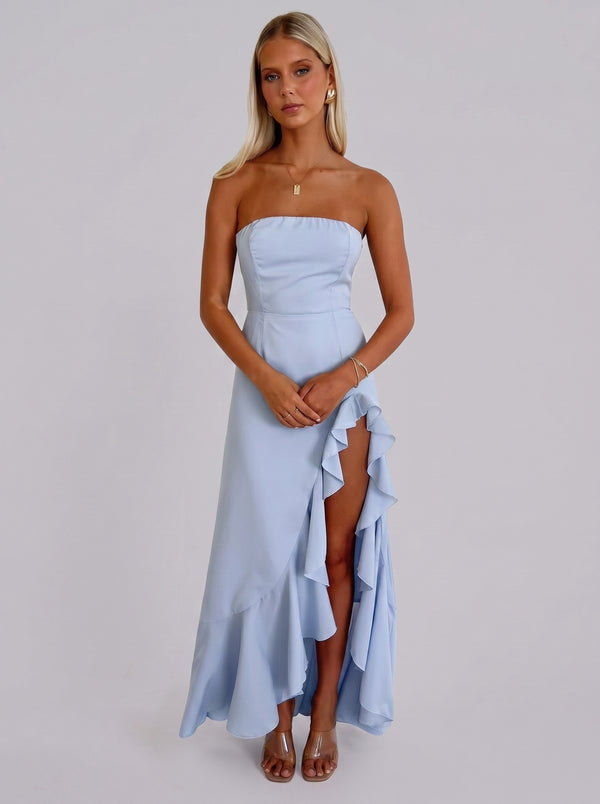 Bow Back Ruffle Maxi Dress