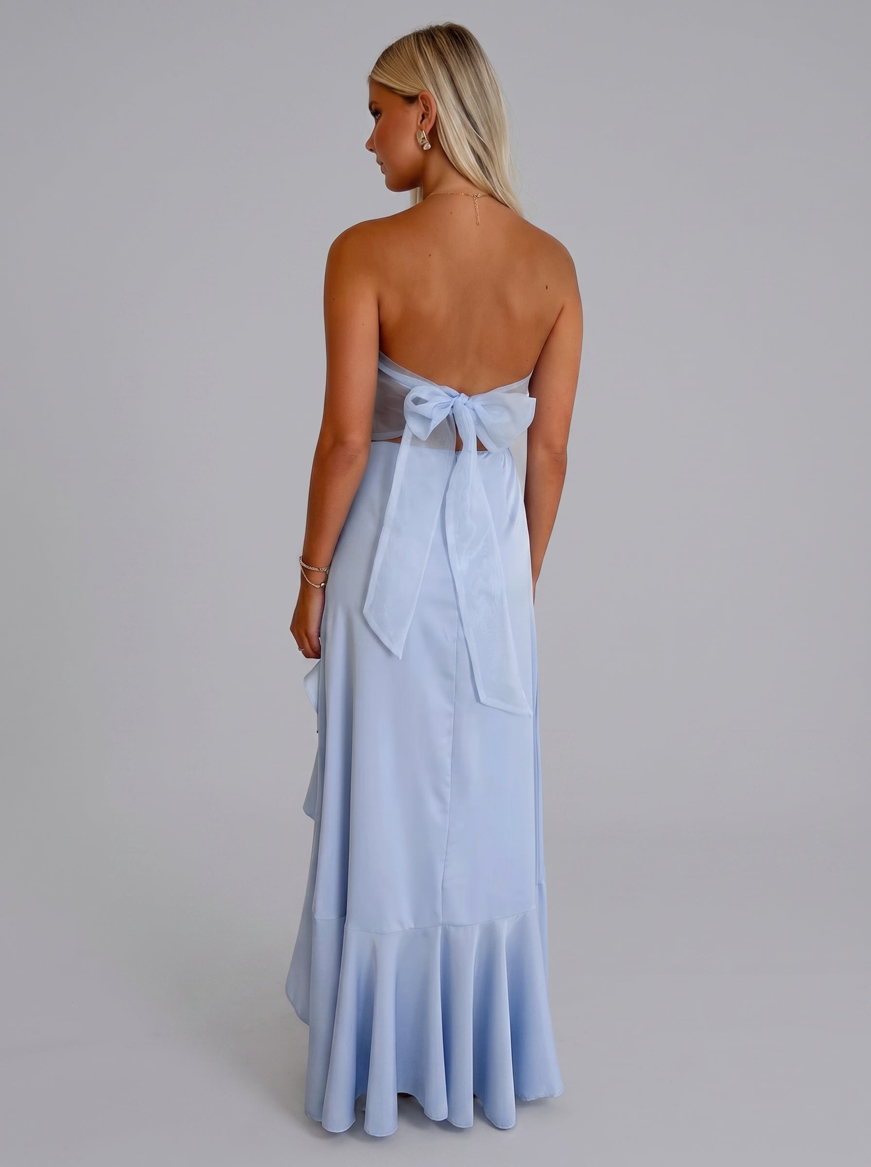 Bow Back Ruffle Maxi Dress