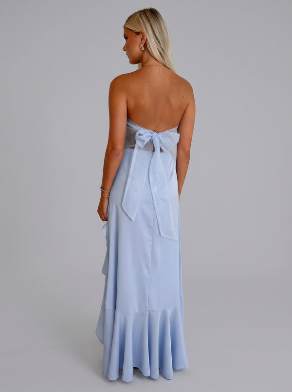 Bow Back Ruffle Maxi Dress