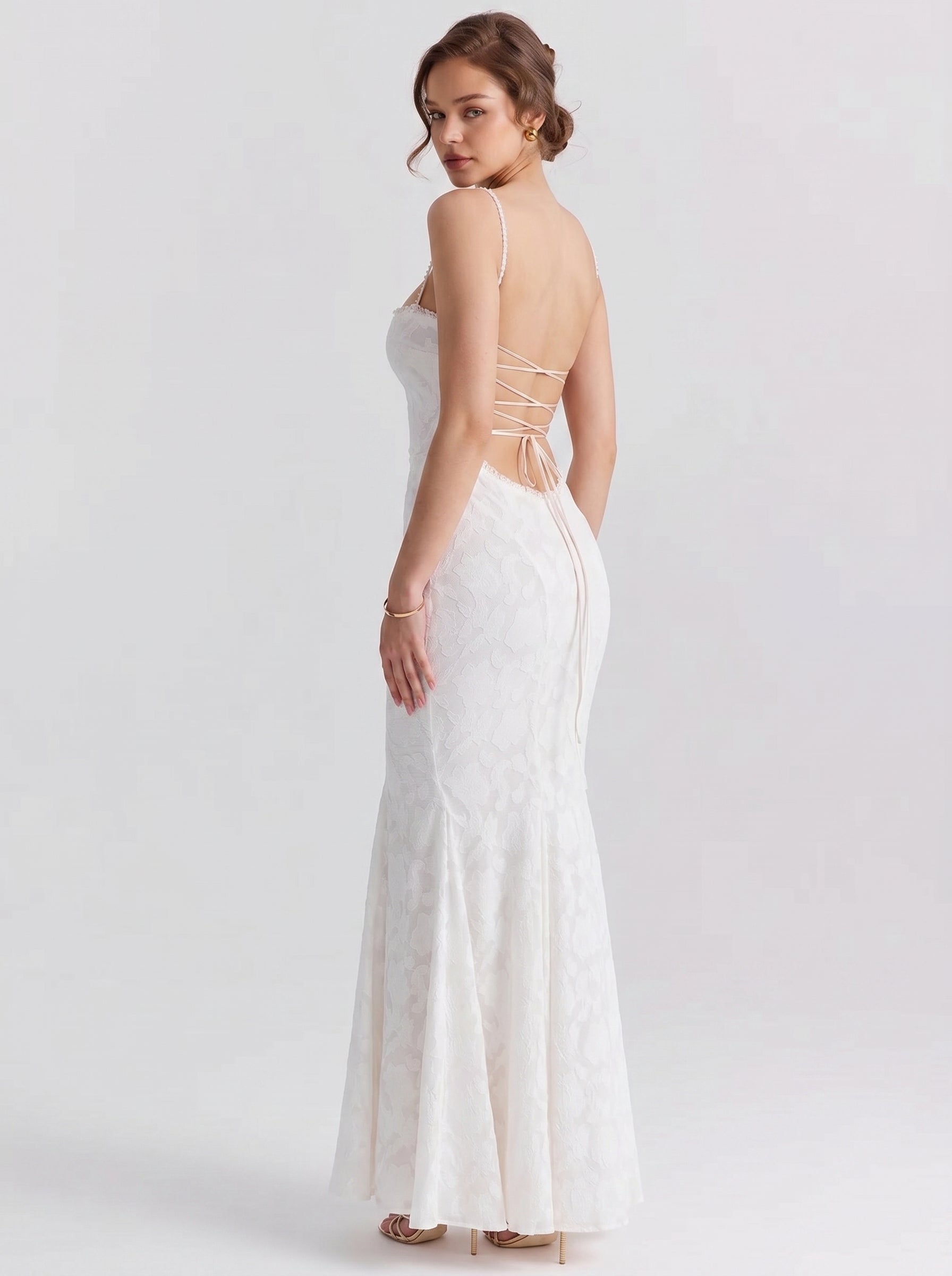 Lace Backless Fishtail Maxi