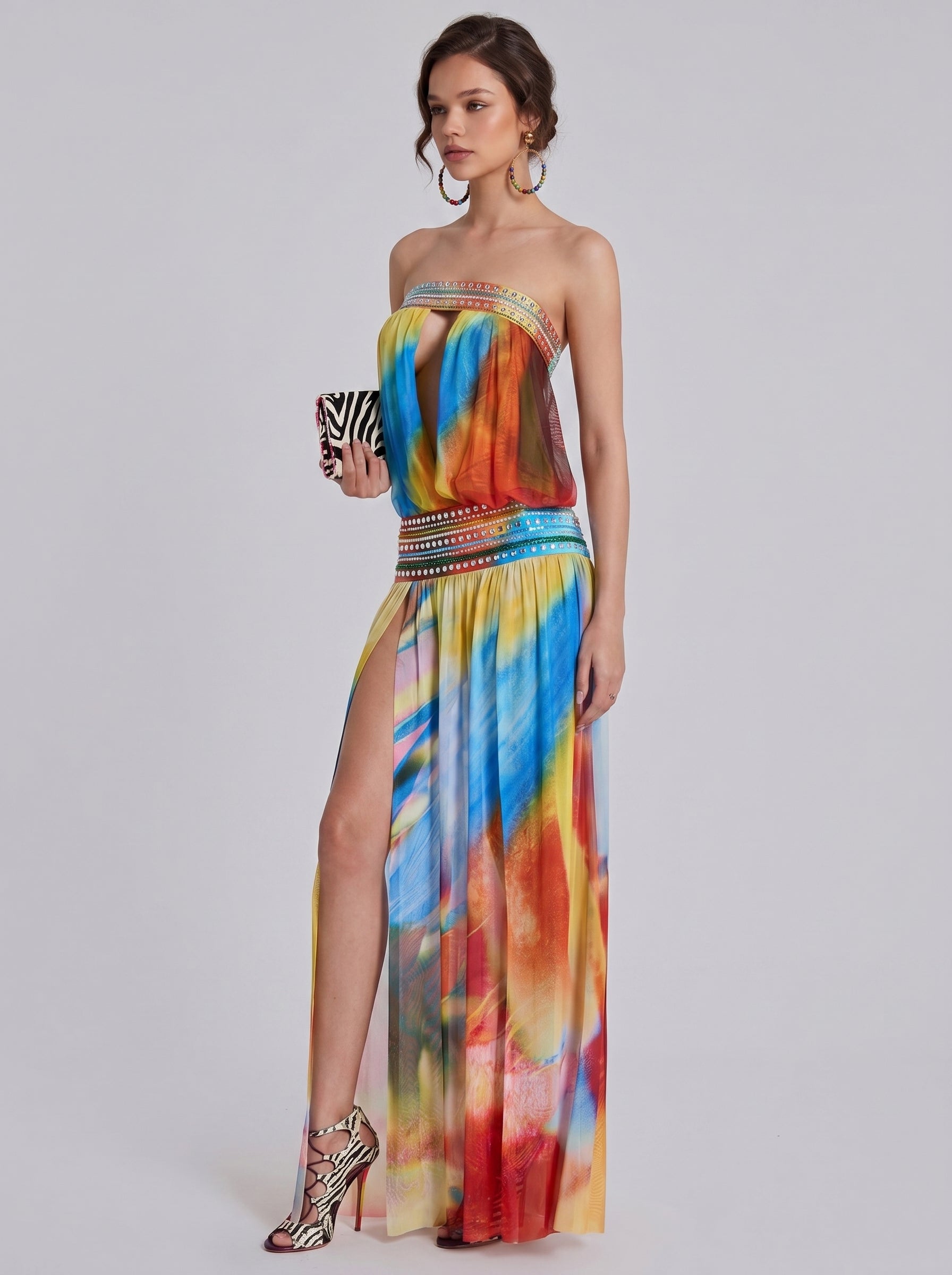 Rhine Strapless Slit Maxi