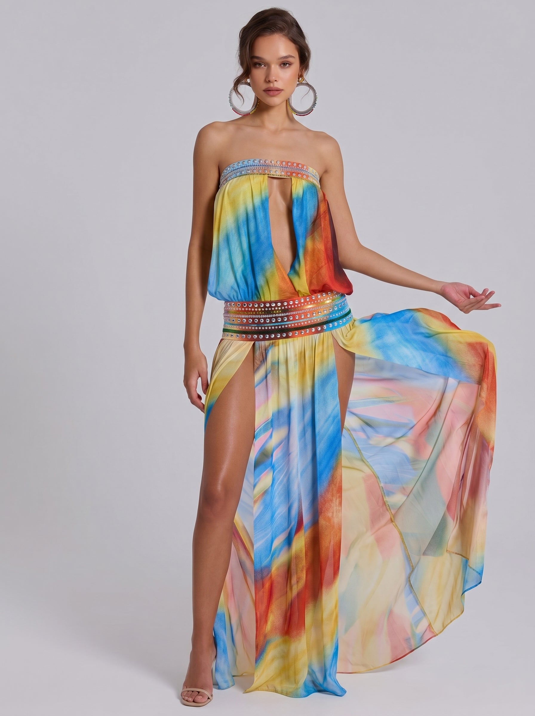 Rhine Strapless Slit Maxi